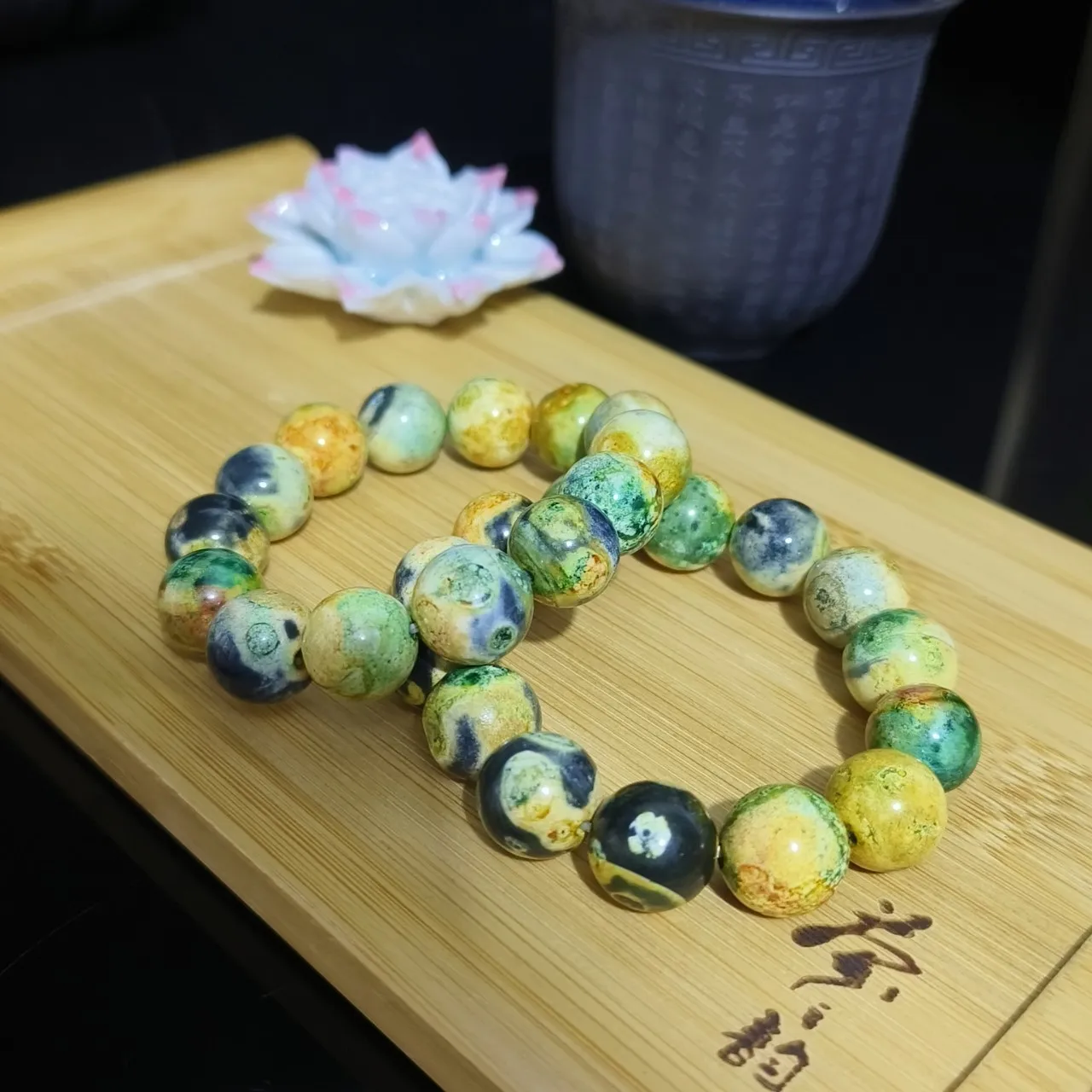 

14mm Phoenix Green Gold Bracelet Vintage Single Circle Colorful Bracelet