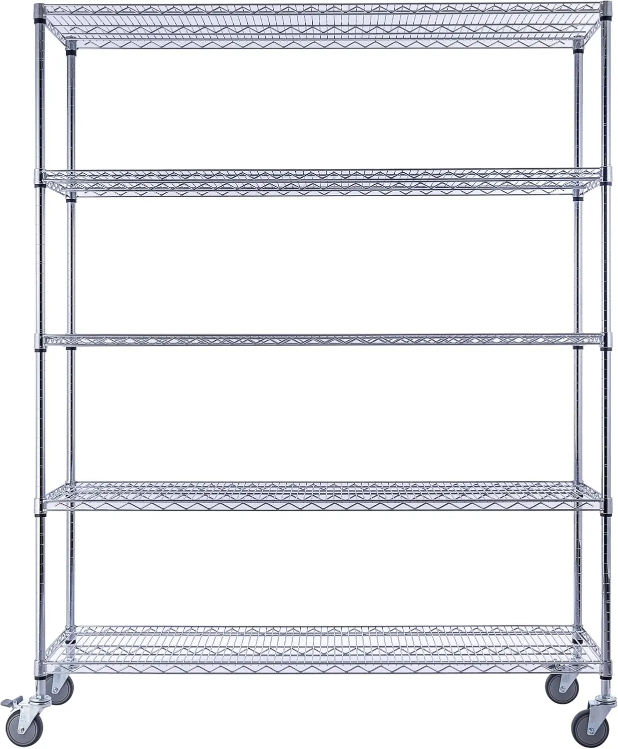 60"x18"x72" Chrome 5-Tier PREMIUM Wire Shelving NSF 4000 LBS MAX CAPACITY Heavy Duty Steel Storage Rack for Warehouses, Garages,