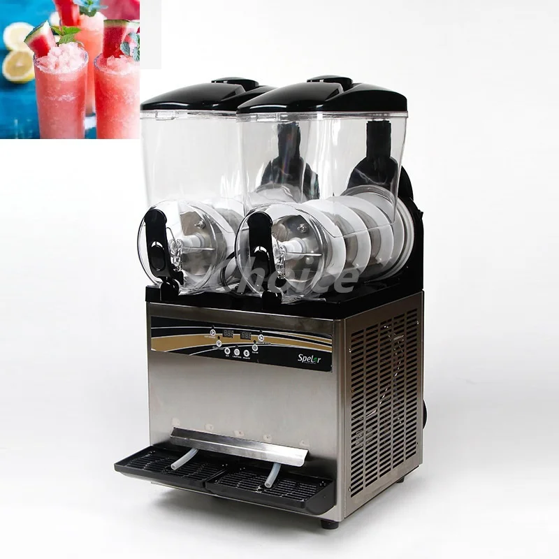 Double Tank Commercial Slushy Machine Electric Automatic Slush Maker Machine Frozen Drink Snow Melting Machine