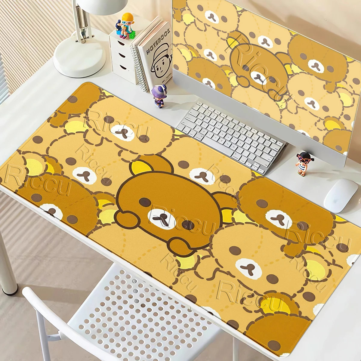 New Cartoon Kawaii Mouse Pads Rilakkuma Anime Bear Aesthetics Keyboard Rugs Laptop Large Gaming Soft Computer HD Print Desk Mats