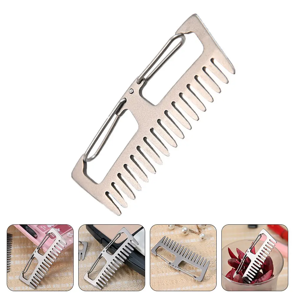 

1Pcs Multi-Function Titanium Alloy Comb Portable Lightweight Outdoor Anti-Static Travel Small Comb Keychain Outdoor Supplies