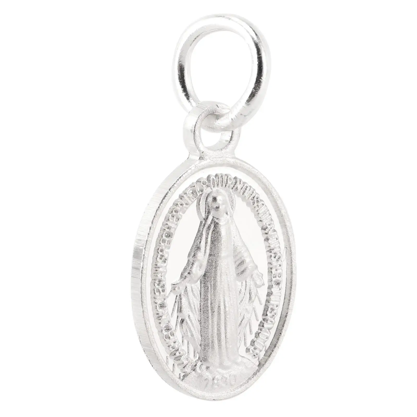 925 Sterling Silver Virgin Mary Oval Pendant - Double-Sided Miraculous Medal Jewelry for Catholics