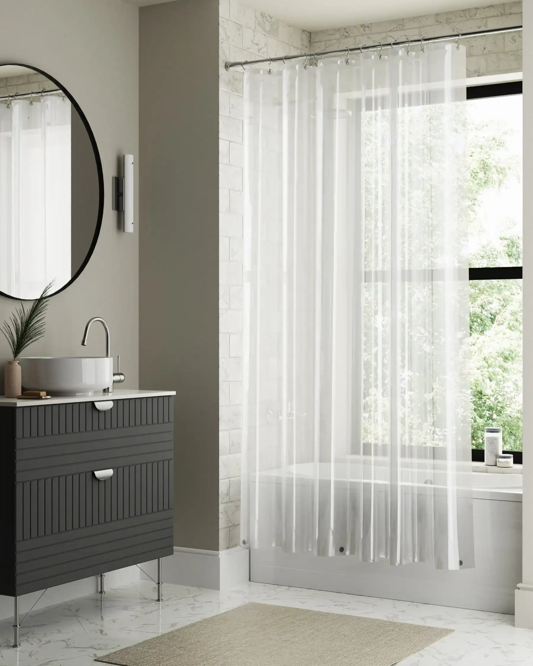 Forro de chuveiro PEVA pesado, 70" L x 72" A, prata macia