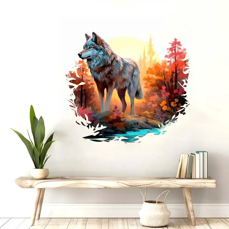 Watercolor Wolf Wall Sticker Boy Room Background Home Decoration Mural Living Room Creative Animals Sticker M839