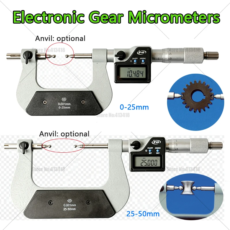 Electronic Gear Micrometers Digital 0.001mm  0-25mm 25-50mm 50-75mm 75-100mm Зубчатый микрометр Micromètre d'extérieur à billes