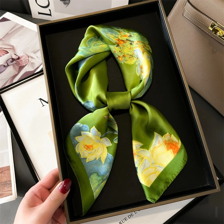 70cm Hair Print Summer Silk Feeling Scarf For Women Fashion Neck Tie Hand Bag Foulard Wrist Kerchief Shawl Wraps Hajib image 5