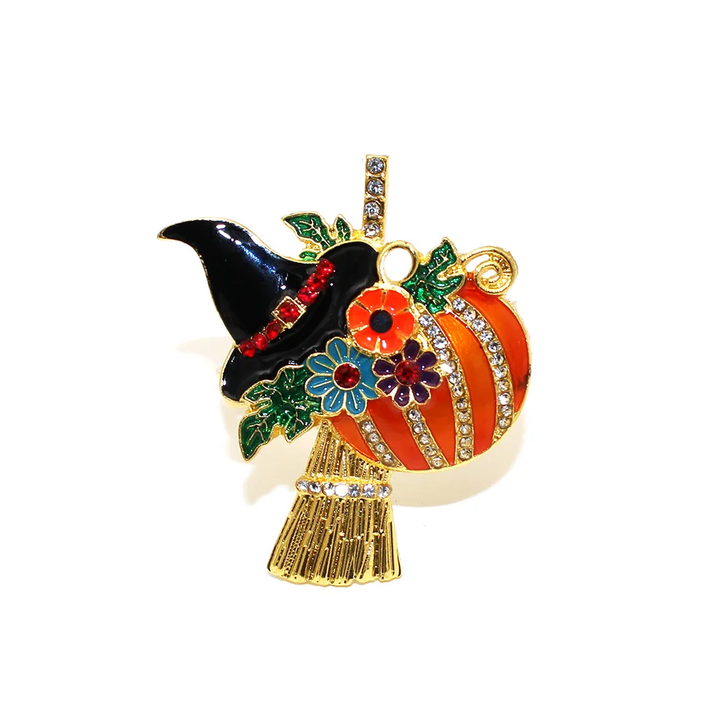 Halloween Pumpkin Napkin Buckle Broom Wizard Hat Napkin Ring Inlaid Diamond Napkin Ring