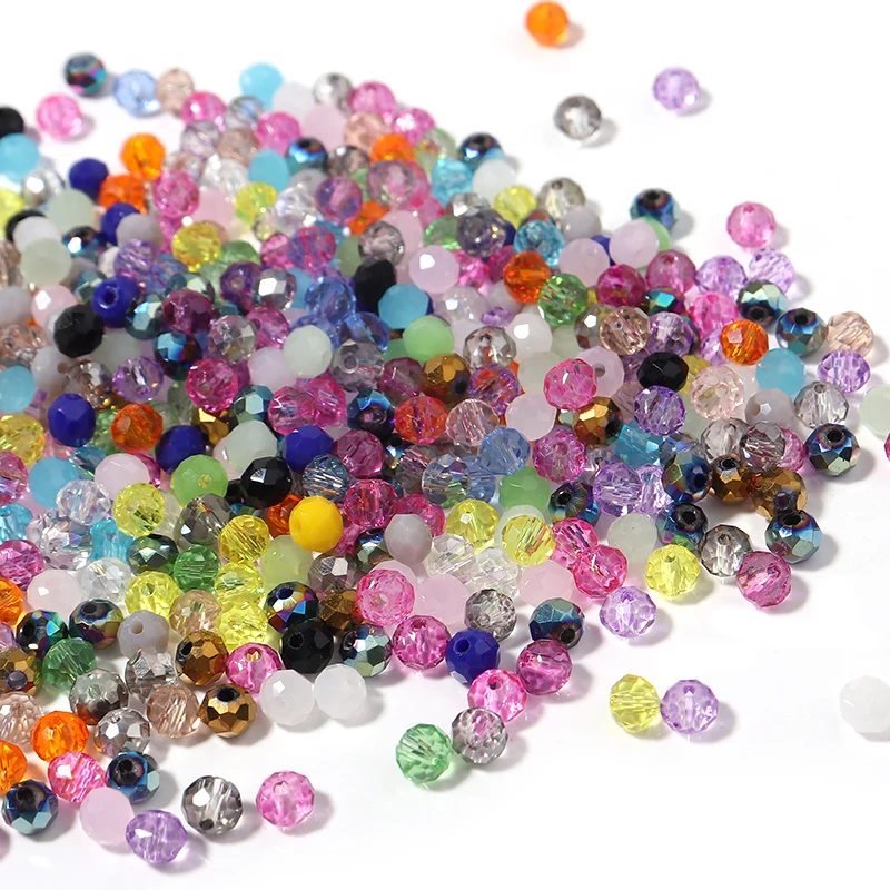 100-200pcs/Lot Mixed Color 4/6/8mm Bicone Glass Beads Shiny Faceted Crystal Beads for Jewelry Making Sewing Beading Accessories