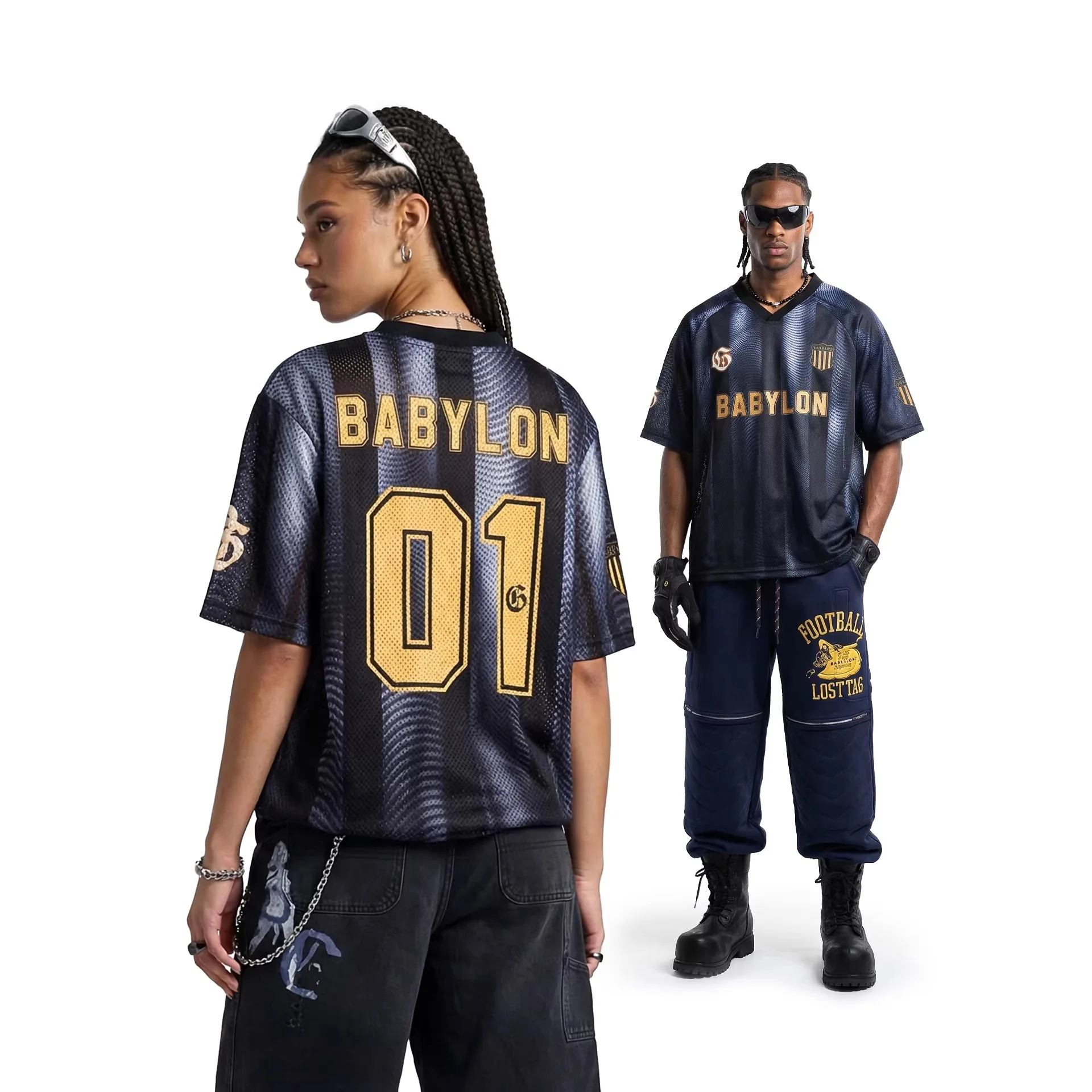 Bold & Breathable: Unisex Gradient Mesh T-Shirt for Street Fashion High-quality Printed T-shirt