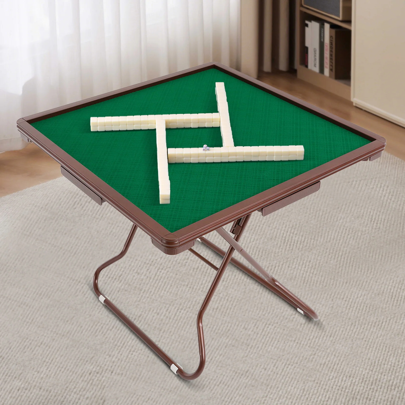 

Складной стол для маджонга, игровой стол с бархатной поверхностью 34,65 дюйма, 4 подставками для стаканов и 4 ящиками для дома, кемпинга, пикника, покера