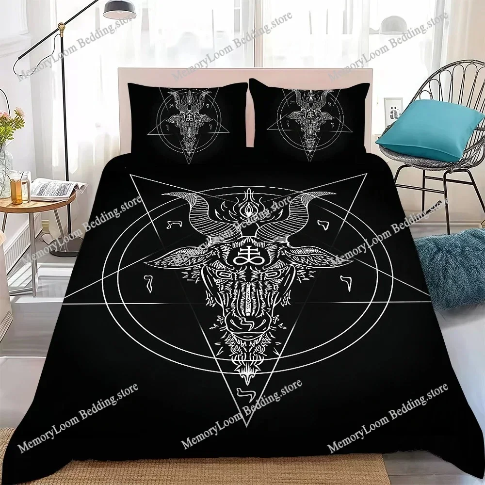 

Skeleton Goat Satanic Pentagram 666 Duvet Cover Set Style Bedding Soft Laundry Cotton Bed Student Dormitory Gift Home Textile741