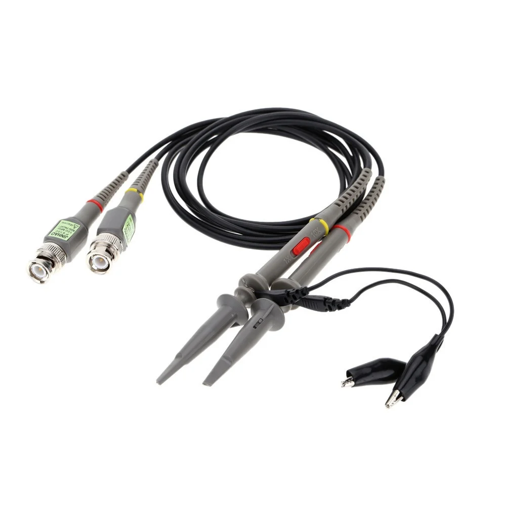 P6100 1pcs 2pcs 100MHz Bandwidth Oscilloscope Probe 1X/10X Adjustable Attenuation BNC Leads Switchable Input Voltage 10:1