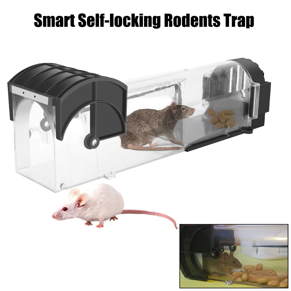 Smart Self-locking Mousetrap Rodents Trap Reusable Household Mouse Catcher Humane Safe Firm for Indoor Outdoor Garden
