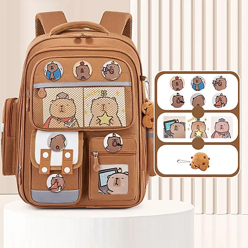 Capybara Bag Adorable Cartoon Schoolbag Large Capacity Backpack School Supplies Waterproof Bag For Books Stationery