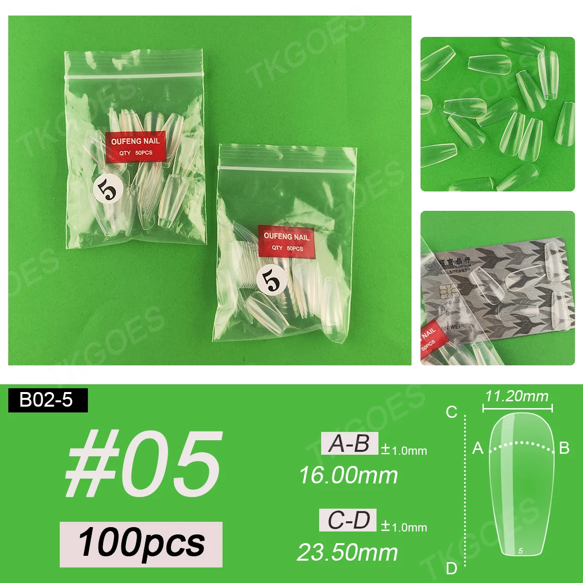 B02 사이즈 3 4 5 6 미들 발레리나 모양 인조 손톱 팁 단일 사이즈 100개 리필 가짜 손톱 팁 드로잉 폴리시 디스플레이