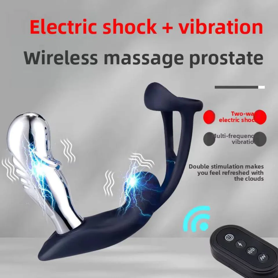 التحكم عن بعد اللاسلكية جهاز تدليك البروستاتا أدوات المكونات الشرج صدمة كهربائية قابلة للشحن هزاز لعبة الجنس الذكور للرجال