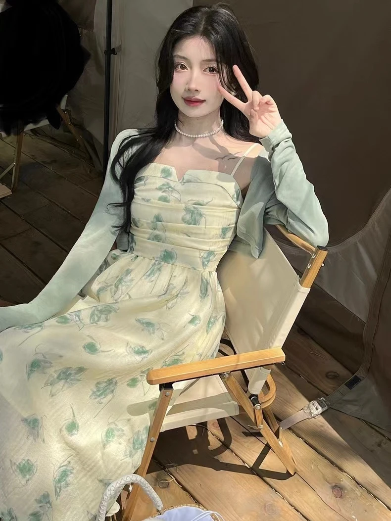 

Women's Gentle Wind Sun Protection Cardigan Set Floral Waist-Cinching ter Dr Two-Piece Suit Autumn 2025 New Sle