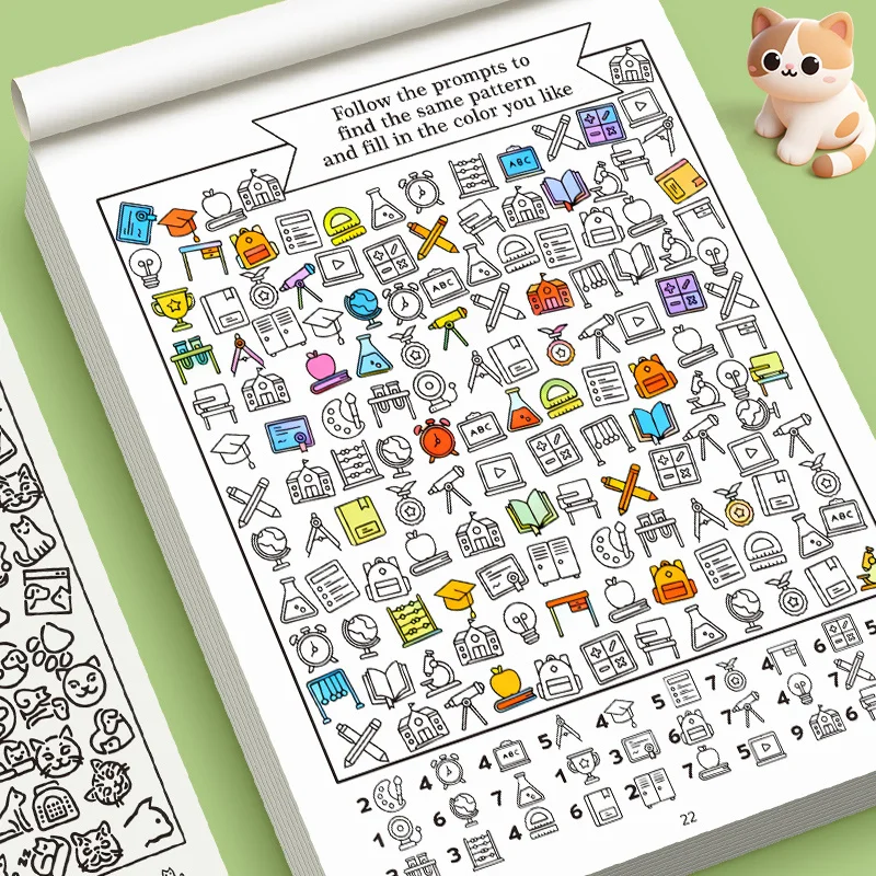 Find The Same Coloring Book,32-Page Quiet Activity Book with Matching Game,Graphics Find Color Book,Hidden Objects Coloring Book - view 3