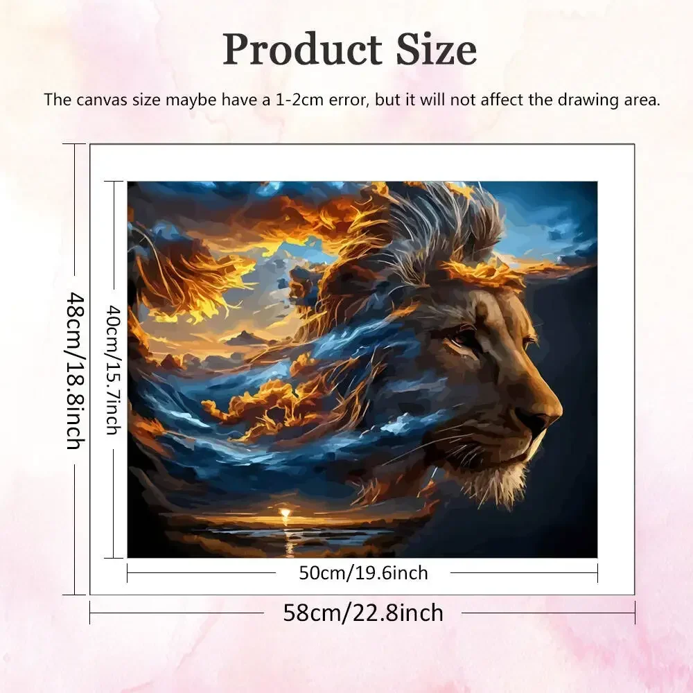 DIY الطلاء بواسطة أرقام الأسد الرقمية النفط اللوحة الحيوان الجبل قماش مجموعات الفنون والحرف الجدار الديكور غرفة المعيشة