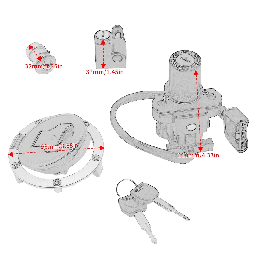 

Motorcycle Fuel Cap Seat Lock Ignition Switch With Key Kit For Honda CRF250 CRF250RL Rally 2017-2020 OEM:35010-KZZ-J00