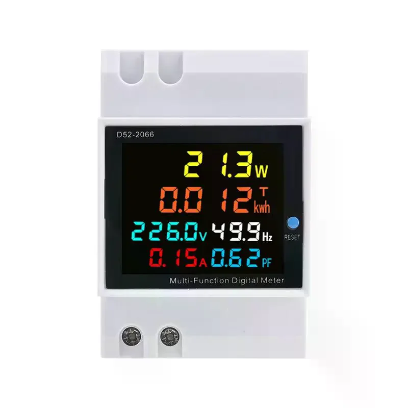6IN1 DIN Rail AC Electric Energy Meter AC40-300V 100A Current Power Factor KWH Frequency Monitor For Electrical System