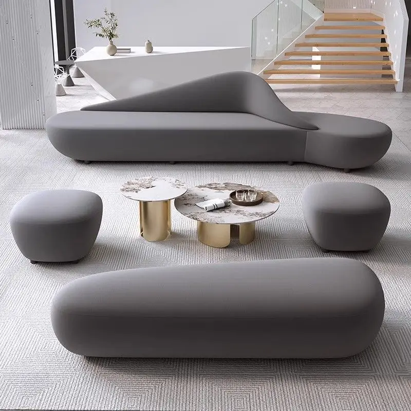 

Negotiate hotel lobby minimalist sofa VIP card seat club exhibition hall Nordic curved simple light luxury sofa combination