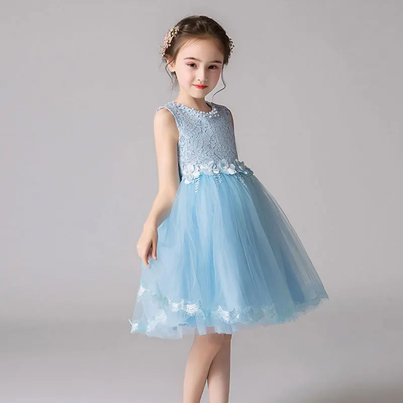 Summer Kids Clothes Girls Dresses Lace Mesh Sleeveless Flower Girl Dresses for Weddings Summer Girls Party Dress 3-12 Years