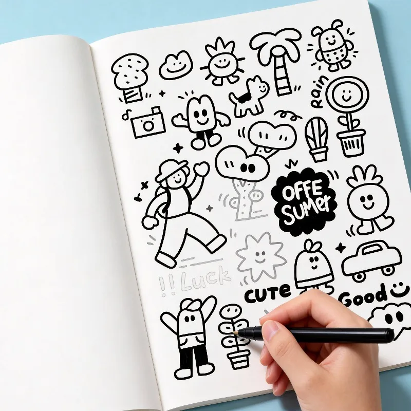 Carnet de dessin anti-stress Graffiti avec des éléments animaux/végétaux/sci-fi/humouristiques, 21 motifs pour vous procurer la tranquillité