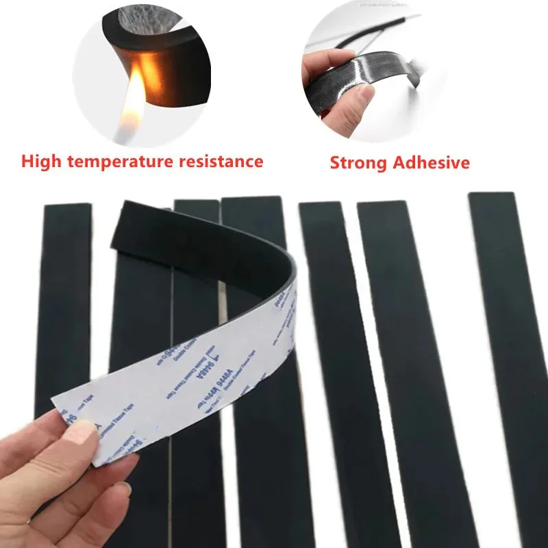 Black Silicone Rubber Strip Self Adhesive Seal Gasket Anti-skid Shock Absorption Sealing Strip Thickness 1/2/3/mm Length 50cm