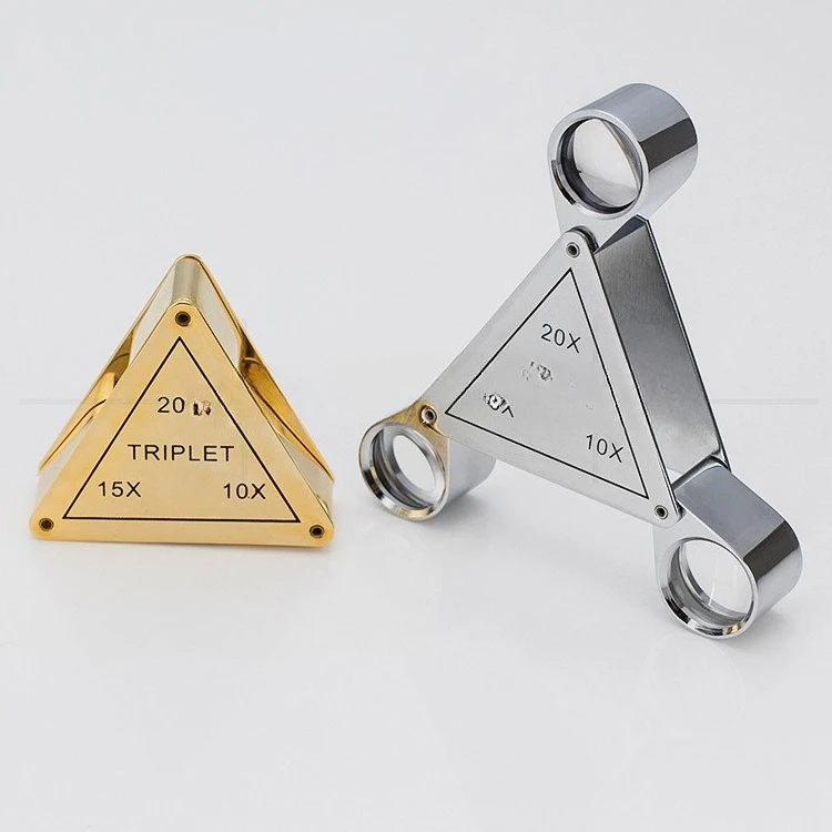 10 times 15 times 20 times three lenses folding jewelry antique diamond identification metal magnifying glass