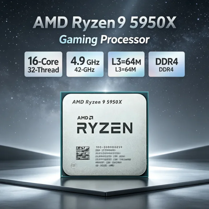 AMD Ryzen 9 5950X but without cooler 105W Gaming CPU Socket AM4 16-Core 32-Thread L3=64M DDR4 3.4 GHz UP to 4.9GHz