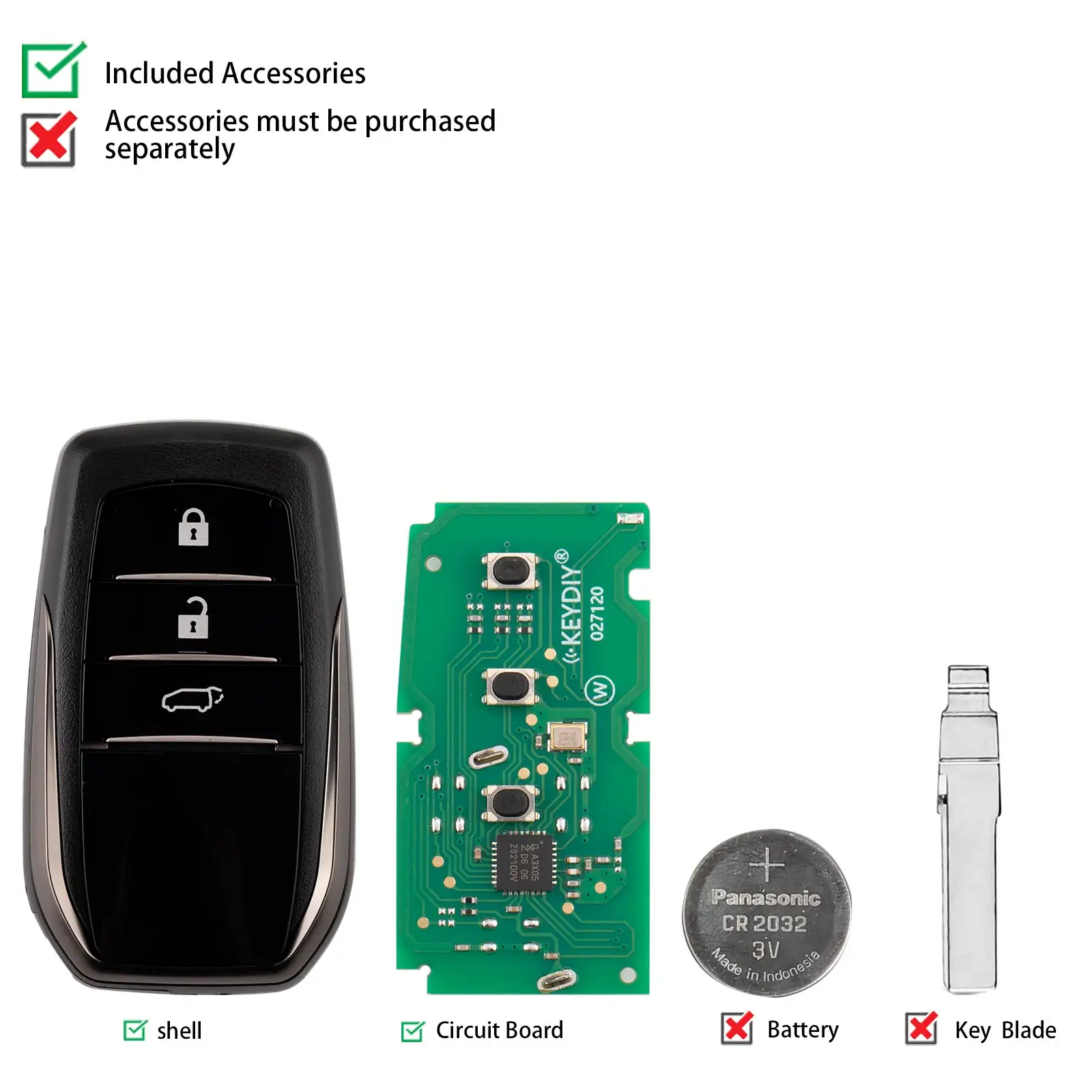 KEYDIY KD ZB35-3 Universal Smart Remote Key 3 Buttons Compatible with Toyota Type