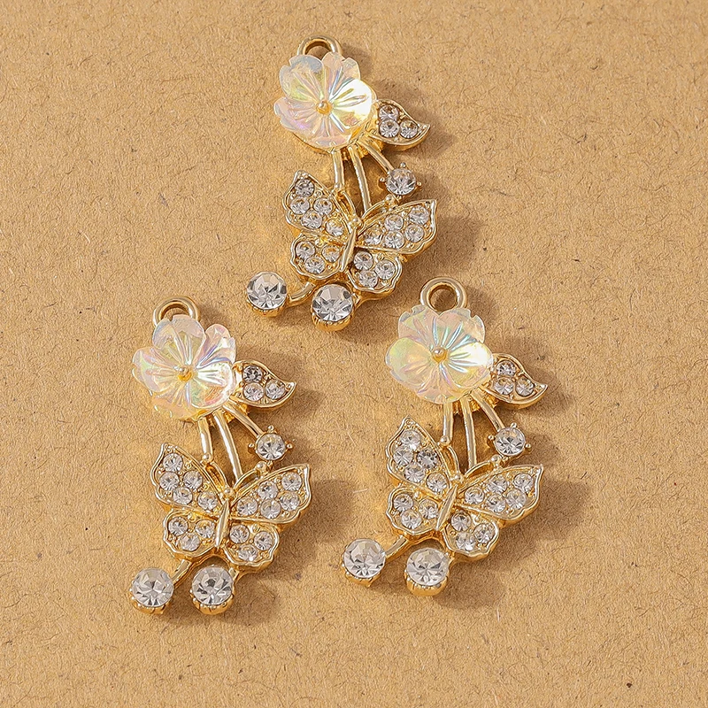 10 Stück Strass Kristall Schmetterling Anhänger Charms für Schmuck DIY Halskette Ohrringe Armband Zubehör Zubehör – Detail 2