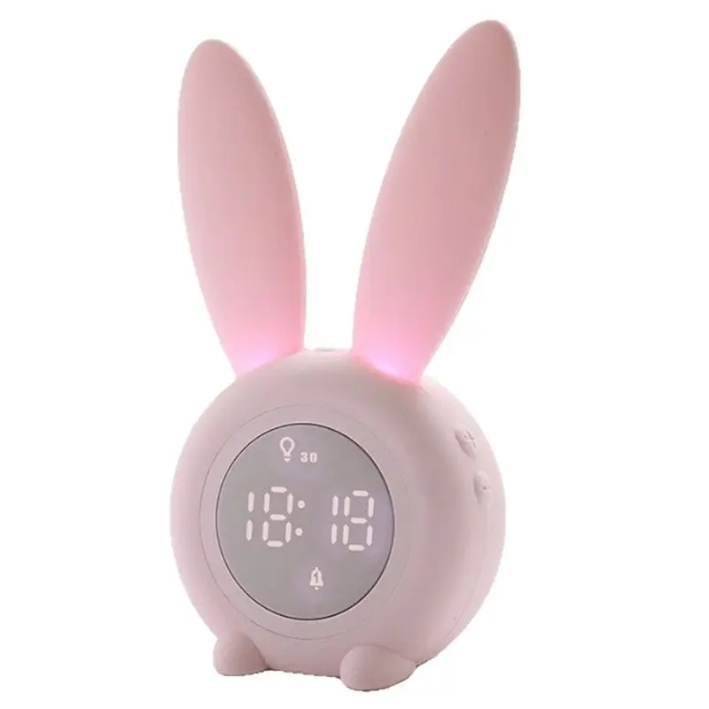 ABNL Mini Cartoon LED Digital Clock Electronic Display Cute Night Lamp Light Rechargeable Desk Clock Sound Control