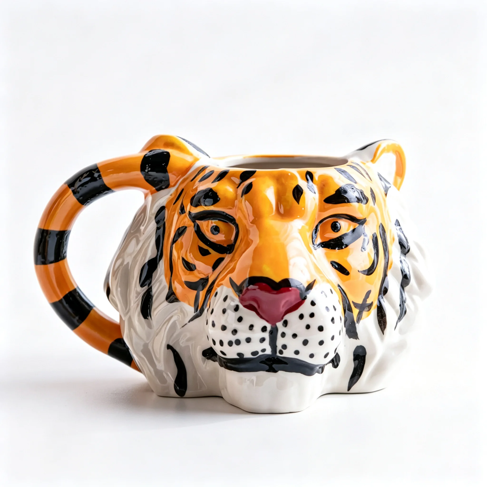 Creative 3D Tiger Head Ceramic Mug Hand Painted Animal Coffee Milk Water Cup Novelty Gift