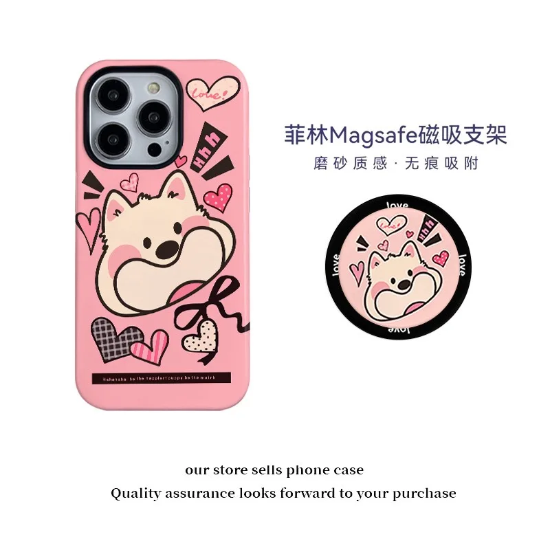 

Ins Korean Pink Love Cartoon Cat Head Case for IPHONE 16ProMax 15 14 13 12 11 PRO Acrylic TPU Two in One Magnetic Phone Cases