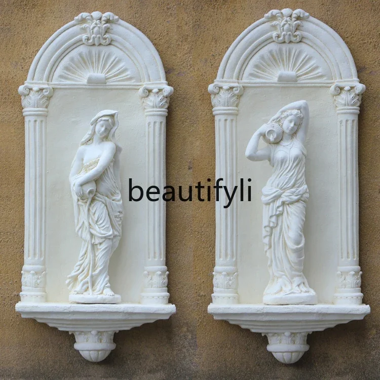 European lady exterior wall decoration handmade wall hanging arch figure relief wall retro pendant