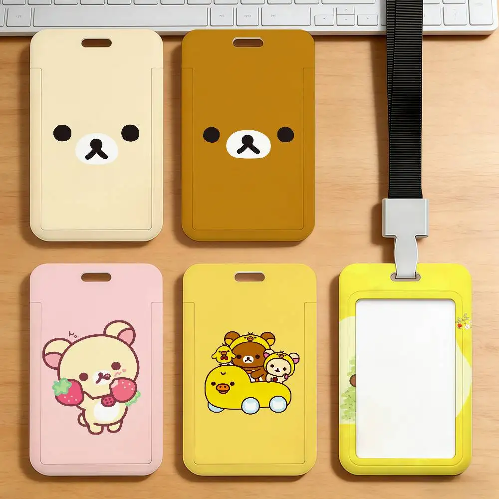 Porte-cartes mignon de dessin animé R-Rilakkuma K-Korilakkuma pour étudiants, cartes de repas sur le campus, cartes de transport en commun, métro
