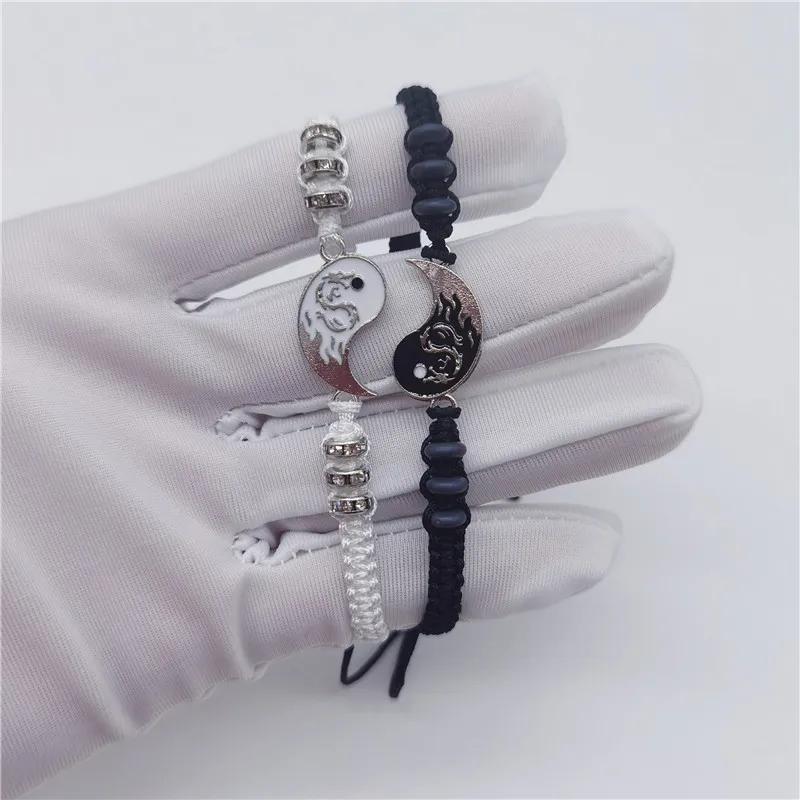 Fashion new Dragon Totem Taiji couple bracelets a pair of Bagua Yin Yang good friends braided bracelet rope wholesale