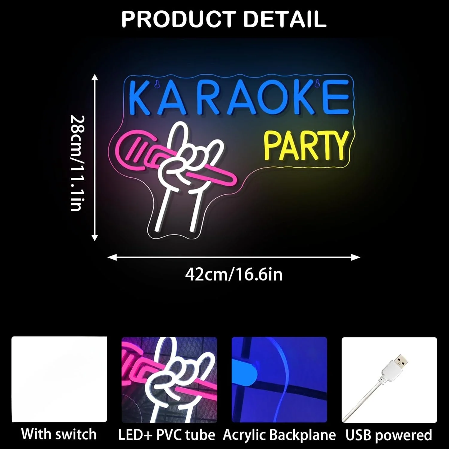 كاريوكي حفلة النيون تسجيل USB عكس الضوء LED ضوء النيون لشريط الموسيقى سجل استوديو ملهى ليلي بار متجر الأعمال ديكور المنزل هدية