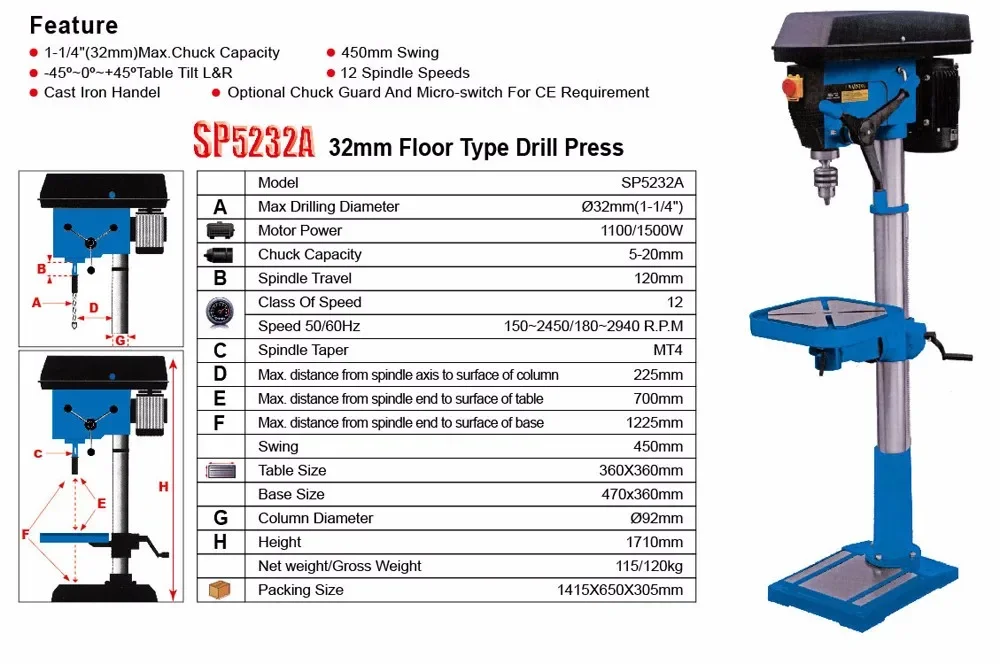 32mm bench Drill Press/Woodworking drilling machine for sale 5232A