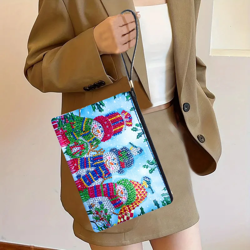 مجموعة واحدة من اللوحات الفنية الماسية الماسية التي تحمل عنوان عيد الميلاد، ومقبض من جلد البولي يوريثان مناسب للاستخدام اليومي كهدية للسفر #6