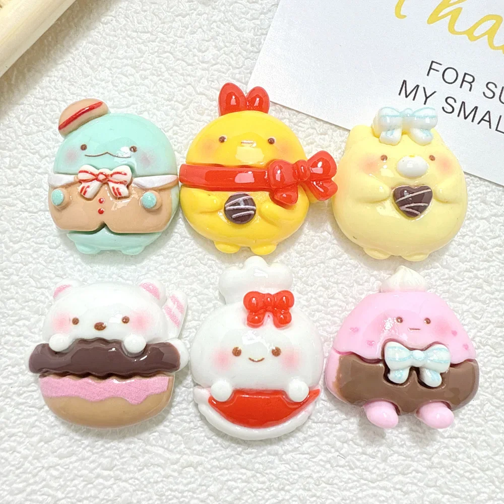 Resin Cartoon Animals Dessert Miniature Flatback Charms, DIY Fridge Magnet Decoration