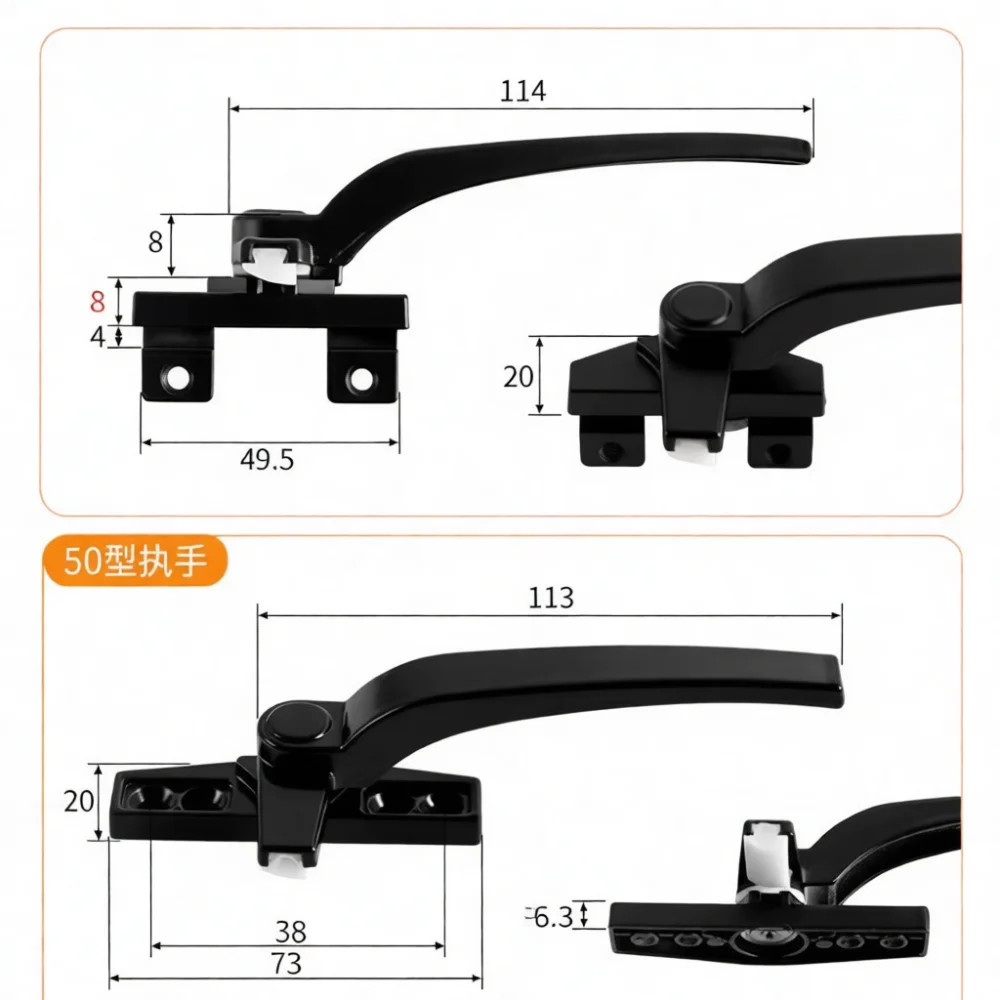 Universal Window Handle For Aluminum Profiles Strong Metal Replacement Hardware Sliding Casement Door Pull Modern Accessory
