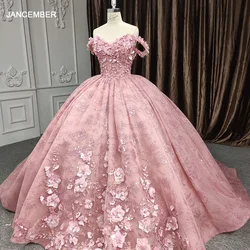 Jancember Formal Occasion Quinceanera Dresses 2024 Sweetheart Ball Gown Flower  Lace Up Cap sleeve Elegant Evening Dress DY9854