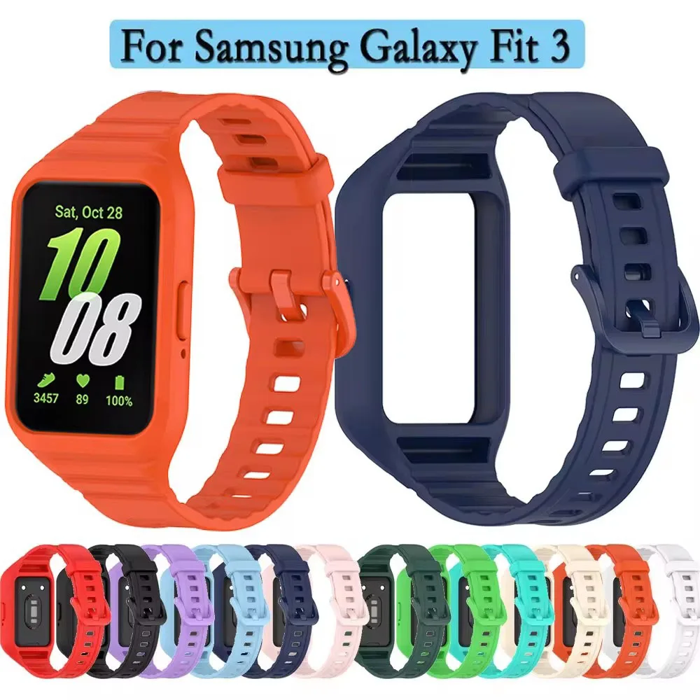 Integrated strap For Samsung Galaxy Fit 3 SM-R390 Watchband Durable Silicone Sport Not Seperated Adjustable Wristband Accessori