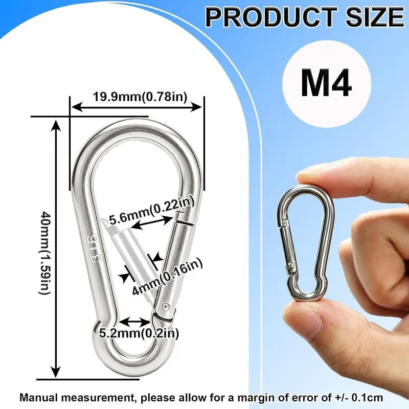 316 Stainless Steel Spring Snap Hooks, Heavy Duty Marine Grade Carabiner Clips, Rust Proof Quick Link Hooks for Boat Fender hj