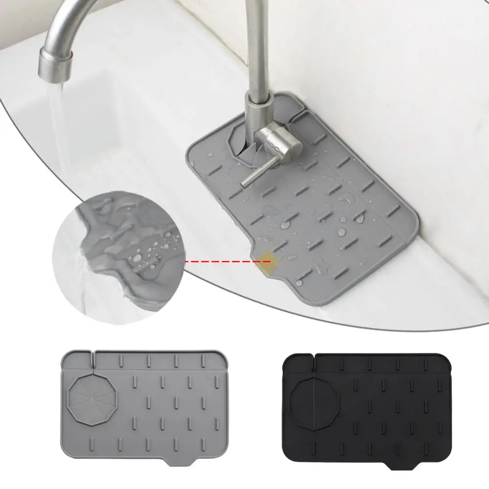 Dish Drying Pads Faucet Wraparound Sink Water Prevent Splash-proof Splash Catcher Silicone Drain Pad Faucet Absorbent Mat