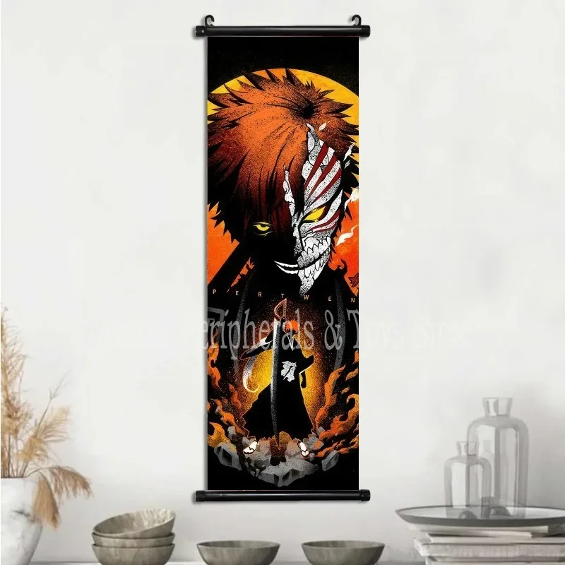 Hanging Painting Bleach Wall Artwork Kurosaki Ichigo Pictures Scroll Print Canvas Japanese Anime Poster Home Decor Living Room