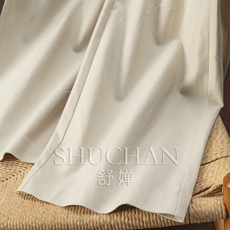Early Autumn Designer Cotton High-waisted Straight Wide-leg Pants Women's 1W48 Korean Fashion